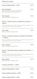 Menu Dolce Pizza - Meilleures ventes