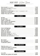 Menu Hop Viet - La carte