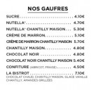 Menu Le Bistrot - Les gaufres