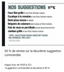 Menu Le Bistrot - Les suggestions