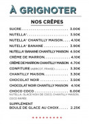 Menu Le Bistrot - Les crêpes