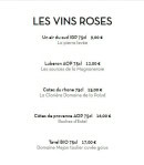 Menu Restaurant dasian - Les vins roses