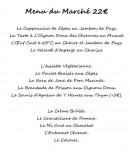 Carte et menu de Auberge du fraissinet à Branoux les Taillades — Menu du marché 22€