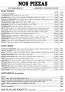 Menu La pizza des toqués - Les pizzas