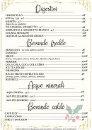 Menu La Fontaine Dei Sapori - Les digestifs, boissons fraiche et boissons chaudes, ...
