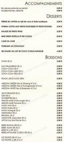 Menu Thai trucks - accompagnements, desserts et boissons