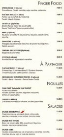 Menu Thai trucks - Finger food, a partager ....
