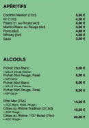 Menu Asia Roquemaure - Aperitifs et alcools