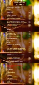 Menu Casa Toro Luna - Les apéritifs et alcools