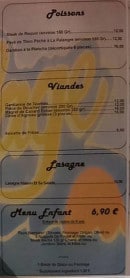 Menu Le Côté Plage - Les poissons, viandes, lasagne et menu enfant