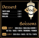 Menu Le restaurant Rodi - Les desserts et boissons