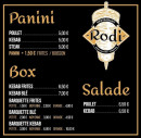 Menu Le restaurant Rodi - Les paninis, box et salades