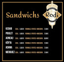 Menu Le restaurant Rodi - Les sandwichs