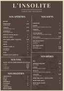 Menu L'insolite - Les apéritifs, softs, ...