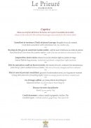 Menu Le Prieuré - Le menu caprice