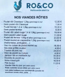 Carte et menu de Rôtisserie and Co à Villeneuve les Avignons — Les viandes rôties