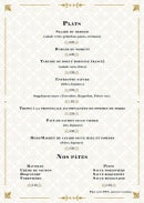 Menu La renaissance - Plats et pâtes 