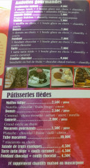 Carte et menu de Le Glacier Des Fumades à Allègre-les-Fumades — Les assiettes gourmandes, pâtisseries tièdes