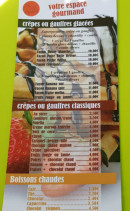 Carte et menu de Le Glacier Des Fumades à Allègre-les-Fumades — Les crêpes, boissons chaudes