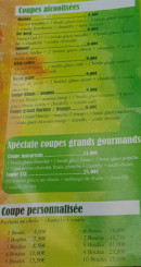 Carte et menu de Le Glacier Des Fumades à Allègre-les-Fumades — Les coupes