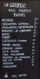 Carte et menu de La grange d'aigues-vives à Aigues Vives — Les tapas