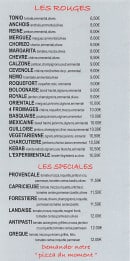 Carte et menu de La Saint Quentinoise à Saint Quentin la Poterie — Les pizzas rouge et spéciales