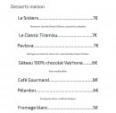 Menu La fontaine - Les desserts