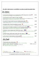 Menu le cours - les entrées et oeufs