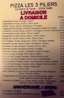 Carte et menu de Pizzeria des 3 pilliers à Saint-Césaire-lès-Nîmes — Les pizzas