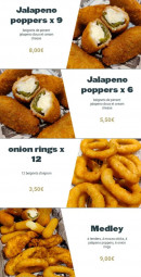 Menu Burger'N'co - Les jalapeno poppers, onion rings et medley