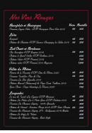 Menu Chez Joseph - Les vins rouges