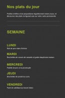 Menu Espace Vital - Exemple des plats du jour