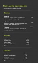 Menu Espace Vital - Les salades, viandes et desserts