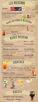 Menu Jalapeños - Les boissons, cocktails et digestifs,...