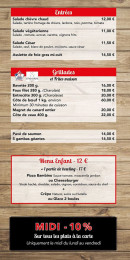 Menu La cuisine de Montaudran - Entrées, grillades et menu enfant