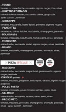 Menu La Gazzetta - Pizzas suite