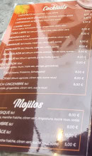 Menu Le Caribe - Les cocktails , mojitos