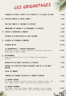 Menu Le Rhino - Les grignotages