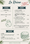 Menu Le Rhino - Les entrées, viandes et burger