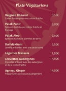 Menu Les Saveurs De L'inde - les plats vegetariens