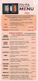 Carte et menu de Ma-Ma Sushi à Toulouse — Les menu sushis