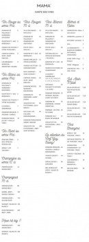 Menu Mama Shelter - Vins