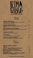 Carte et menu de Prima Fabbrica à Toulouse — Les pâtes et desserts