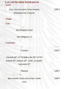 Menu Le Roots Resto - Carte des boissons