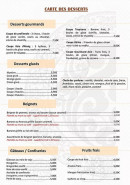 Menu Aux saveurs du Cambodge - La carte des desserts