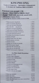 Carte et menu de Kim Phuong à Bruguieres — Les nems, salades, ...
