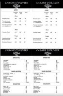 Carte et menu de La Cabane d'Olivier à Gratentour — Les boissons et vins