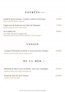 Menu Brasserie des pins - Les entrées, véggies et plats de la mer