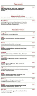 Menu La Pasta Fresca - Les pizzas du mois, pizzas locale de saison et pizzas base tomate