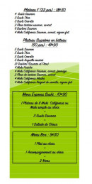 Menu O Nemsushi - Plateaux et menus